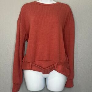 CHOCOLATE sweater (size M) comes in a warm rust tone with a unique belted hem